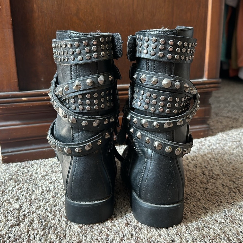 Studded Leather Moto Boots - Picture 7 of 10